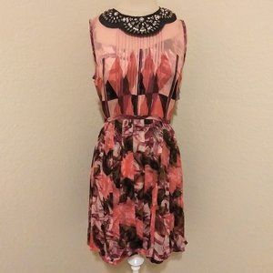 NWT Tracy Reese Two piece set floral Bow tie beaded dress